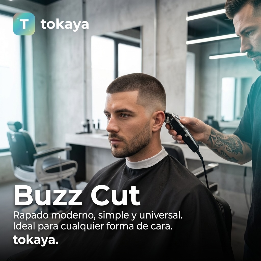 Corte buzz cut rapado con degradado - estilo minimalista masculino