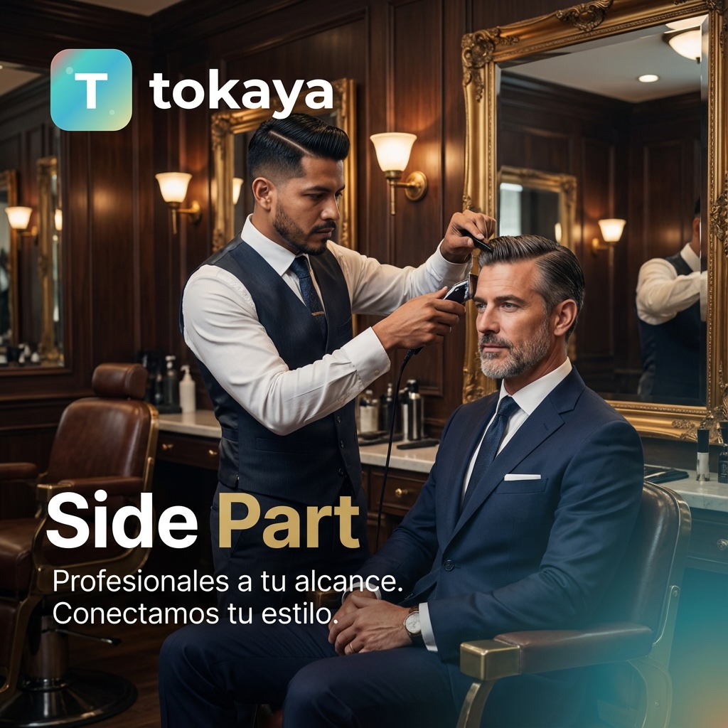 Corte side part clásico con raya definida - estilo profesional